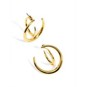NEW RHO women's two dimensional hoop earring in gold